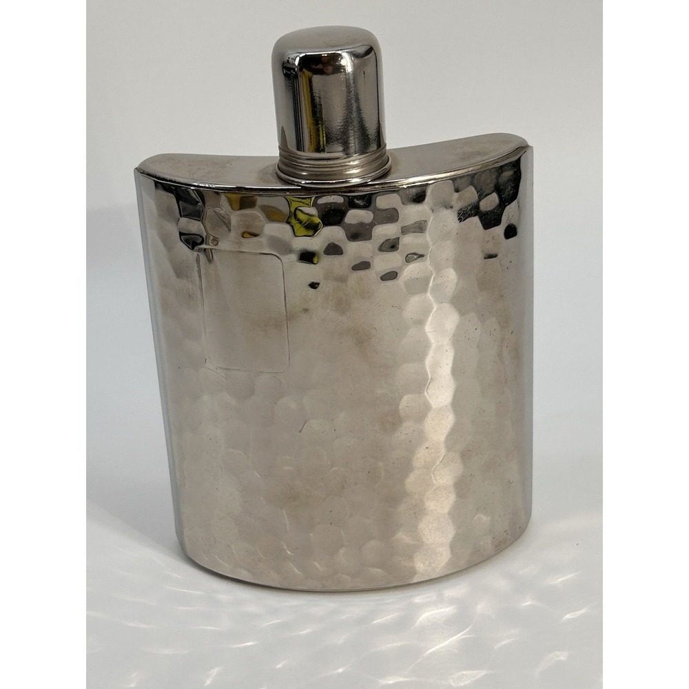 Vintage 1940's Hammered Metal Hip Flask 8 oz Tin Lined Made in West Germany